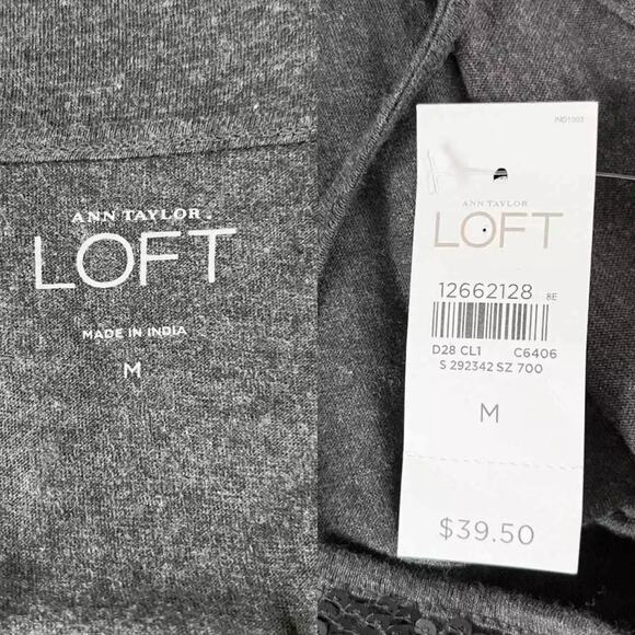 Ann Taylor LOFT Tank Camisole Gray Sequin Medium Adjustable New - Picture 8 of 12